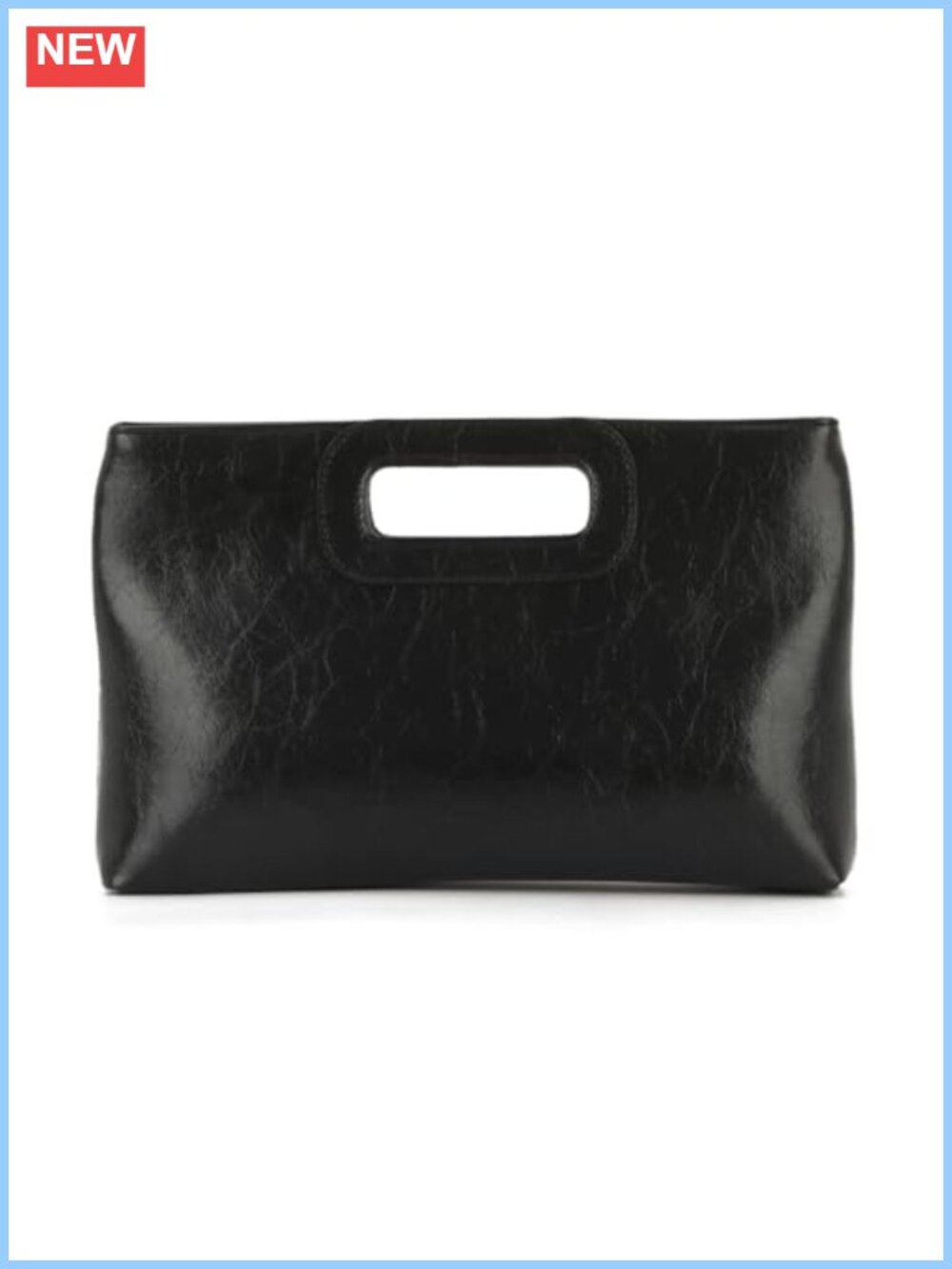 PU Leather Evening Clutch with Detachable Chain & Cut-Out Top Handle
